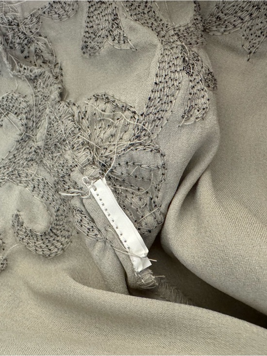 Zara Embroidered Mini Dress Pearl Gray XS Beaded V-Neck - Picture 11 of 15